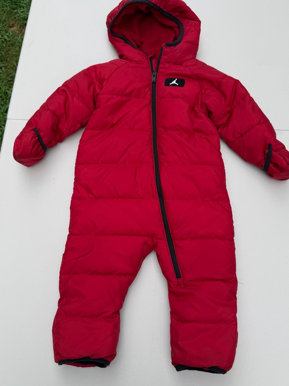 Jordan Red Infant Puffer One-Piece Snowsuit with Hood-18month